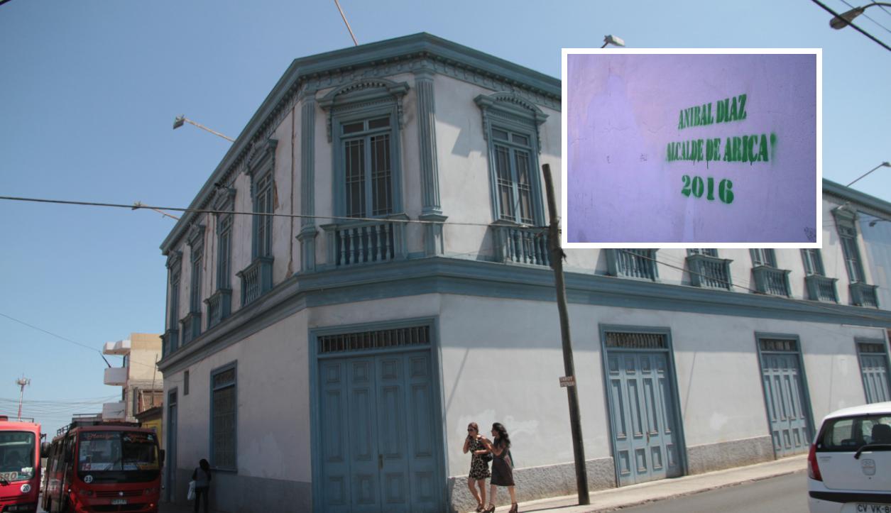 Arica: hacen pintas políticas en infraestructura de histórica Casa Yanulaque