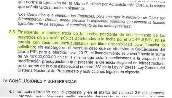 ​Gobierno Regional de Junín no cuenta con recursos para obra del Mariscal Castilla