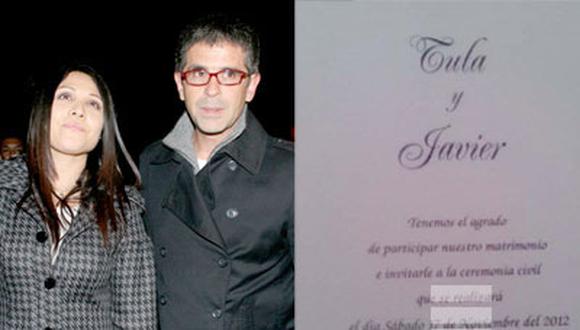 Te mostramos el parte matrimonial de Tula Rodríguez y Javier Carmona