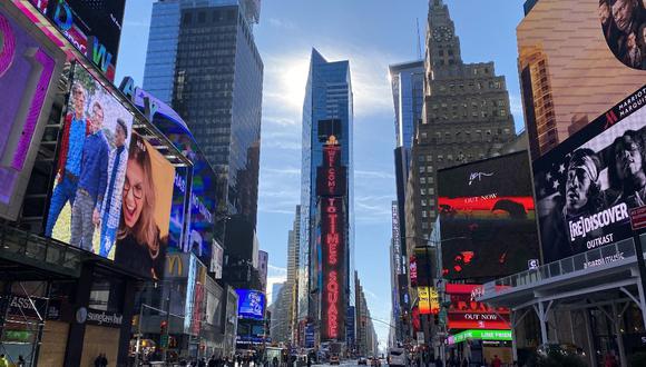 Vista Time Square en medio de la pandemia de COVID-19 en Nueva York, el pasado 5 de noviembre de 2020. (Foto de Daniel SLIM / AFP)