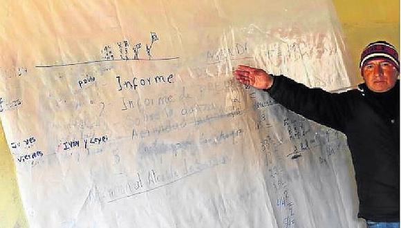 Puno: docente usa plástico blanco como pizarra y enseña en local de Wawa wasi