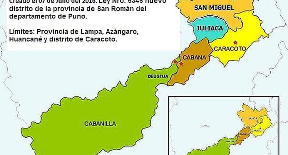 Juliaca Conozca el mapa del nuevo distrito de San Miguel en provincia