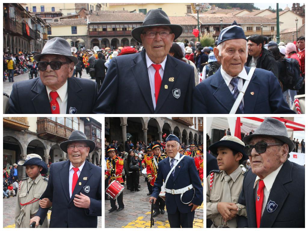 Cusco: tres buenos Ciencianos se reencontraron para desfilar por su colegio 