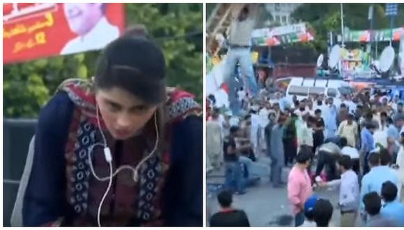 YouTube: Reportera se desmaya en plena transmisión y cae de una grúa [VIDEO]
