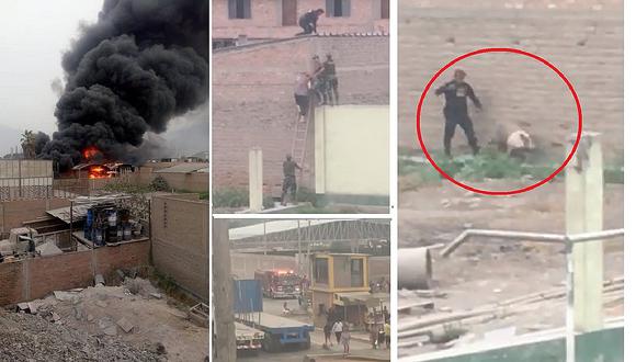 Incendio en Huachipa: Policía rescata a trabajadores y vecinos (VIDEO y FOTOS)