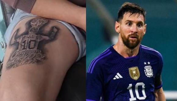 Un fanático de la selección de Argentina se volvió viral al tatuarse a Lionel Messi. Foto: El Editor Platense/EFE.