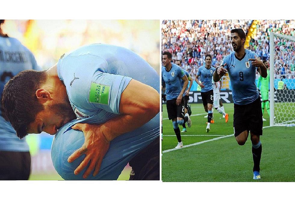 Rusia 2018: ​Luis Suárez celebró gol anunciando que será papá por tercera vez