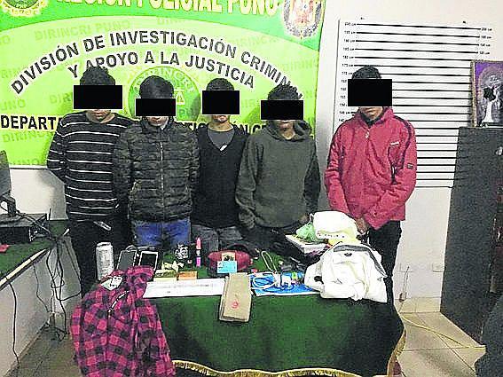 ​Policías capturan a cuatro integrantes de la  banda “Los pulpines del parque rojo” en la ciudad de Puno