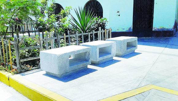 Chimbote: En lugar de áreas verdes, instalan bancas de concreto en jirón Leoncio Prado