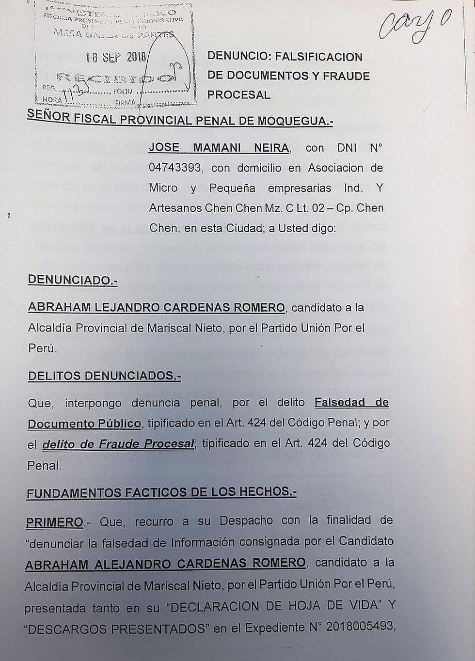 Acusan a candidato de falsificar certificado de estudios [Fotos]