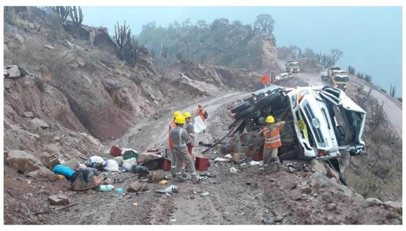 Accidente de tránsito se produjo cerca al Centro Poblado de Calemar, ubicado en la provincia de Bolívar. (Foto: Andina Noticias Santiago de Chuco)