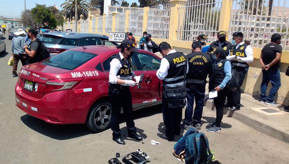 Pareja es intervenida robando autopartes afuera del Cementerio general de Tacna. (Foto: Difusión)