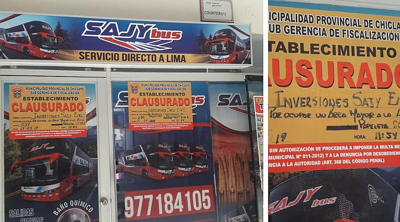 Municipalidad de Chiclayo clausura las oficinas de la empresa de bus siniestrado en Fiori (FOTOS)