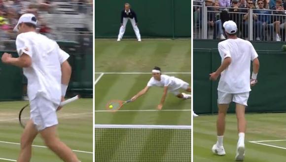 Taylor Fritz logró un agónico punto ante Alastair Gray en Wimbledon. (Foto: Captura)