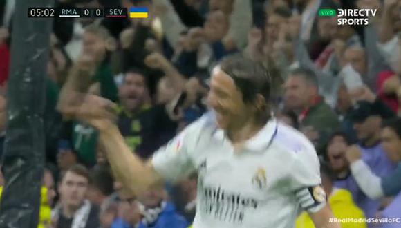 Gol de Modric para el 1-0 de Real Madrid vs. Sevilla en LaLiga. (Foto: DirecTV Sports)