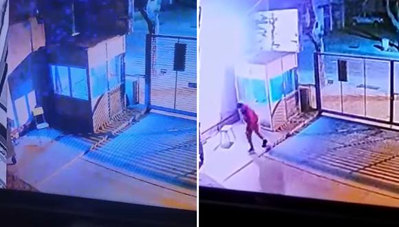 Imágenes de ambos videos virales. En uno la silla se movió solo y en el otro un guardia de seguridad huyó del lugar.| Foto/Video: Universidad Champagnat