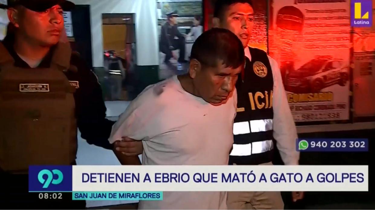 Pablo Elías Ticona agredió sin piedad a un gato en Pamplona Alta. (Foto captura: Latina)