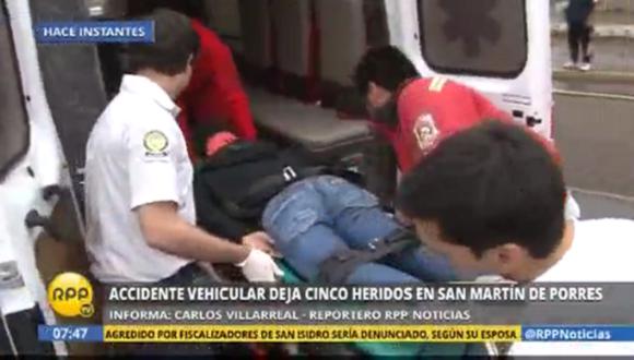 ​Cinco heridos deja choque entre cúster y bus en San Martín de Porres