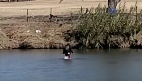 Seis menores de edad de origen hondureño intentaron cruzar el río Bravo. (Foto: captura video @TelemundoNews)