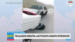 Fiscalizador arrastra a mototaxista con su pasajera, en Villa María del Triunfo (VIDEO)