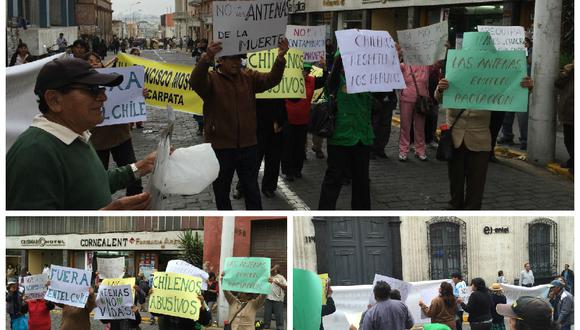 Arequipa: Protestantes exigen a empresas de telefonía retirar antenas