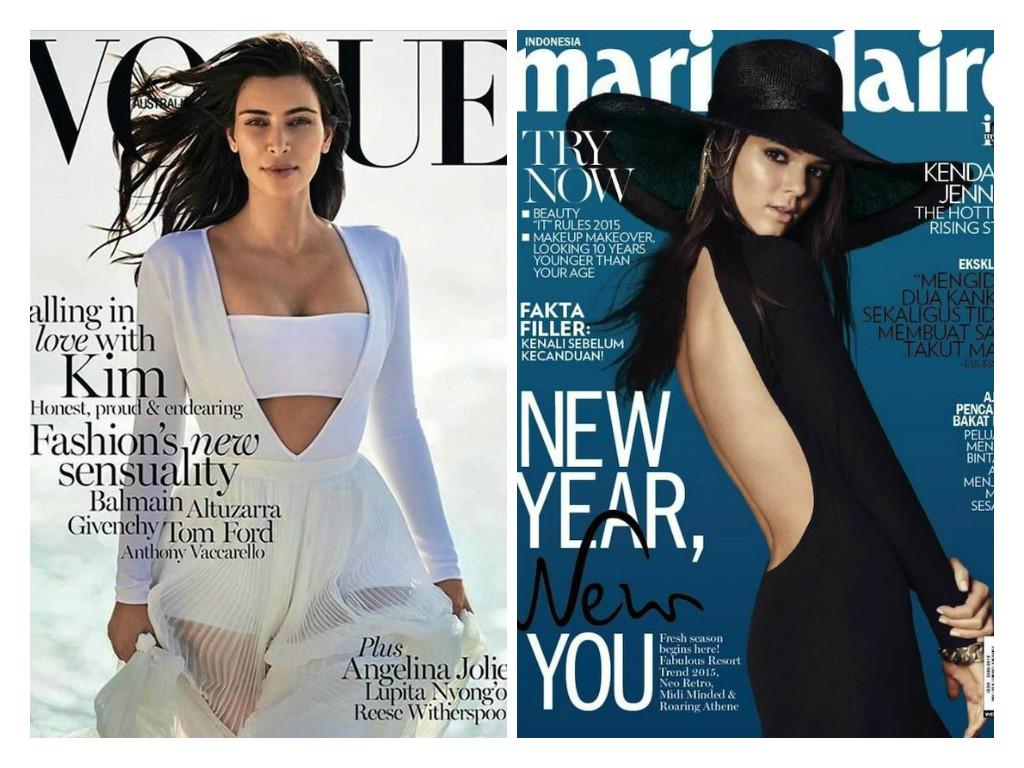 Competencia de portadas: Kim Kardashian vs Kendall Jenner (Fotos)