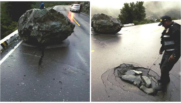 Conductores y pasajeros salvan de milagro tras caída de enorme roca  