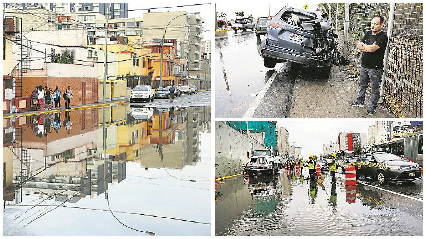 Intensa lluvia produce aniegos y accidentes en zonas de Lima (VIDEO)