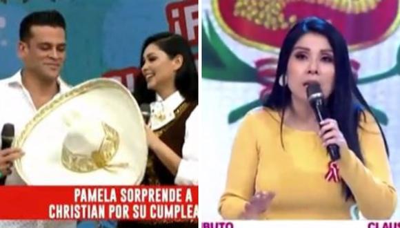 Pamela Franco mostró todo su talento para consentir a su pareja Christian Domínguez, mientras que Tula Rodríguez bromeó sobre trabajar con Maju Mantilla. (Foto: Captura América TV).