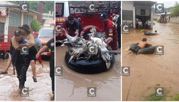 Junín: Rescatistas trabajan para sacar a personas y animales tras desborde de Río Perené