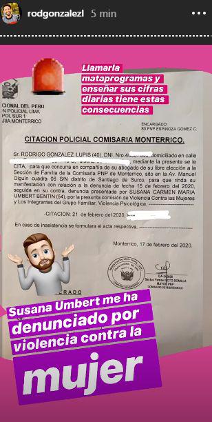 Rodrigo González revela que Susana Umbert lo denunció por violencia contra la mujer. (Foto: Instagram)
