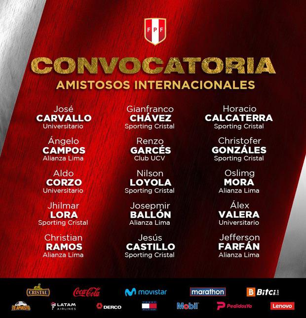 Selección peruana anunció la lista de convocados para enfrentar a