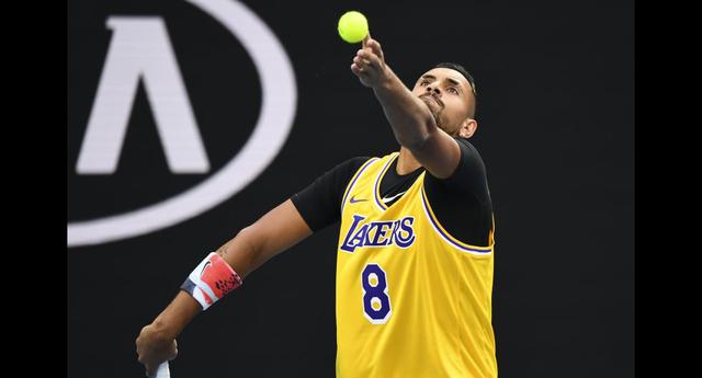El homenaje de Nick Kyrgios a Kobe Bryant previo al duelo frente a Rafael Nadal. (Foto: AFP)