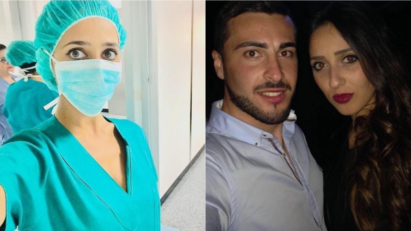 En un lado aparece la médica en el hospital que trabajaba para luchar contra el coronavirus y a la derecha posa con el confeso asesino. Foto: Facebook