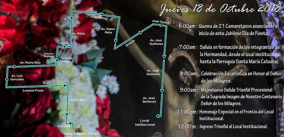 Inicia procesión del Señor de los Milagros en Chiclayo (VIDEO)