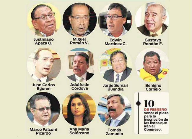 Elecciones 2016: Confirman a los 20 primeros candidatos de Arequipa al Congreso