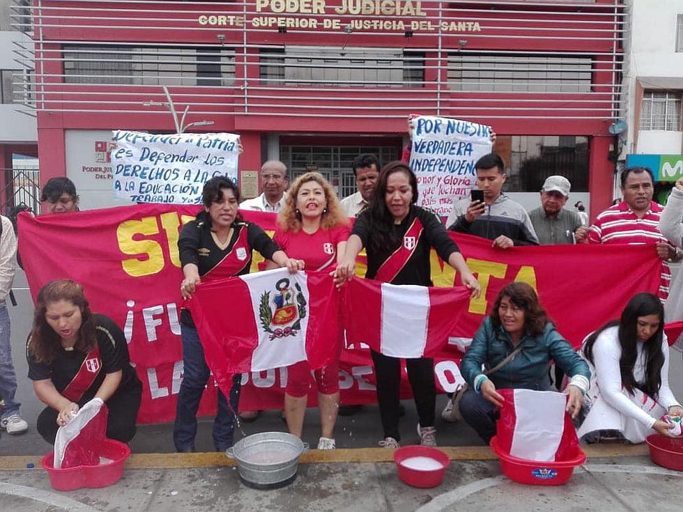 Chimbote: Lavan banderas frente a Poder Judicial (VIDEO) 