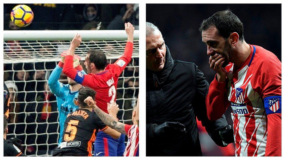 ​El preciso momento en que Diego Godín pierde un diente tras duro choque (VIDEO)