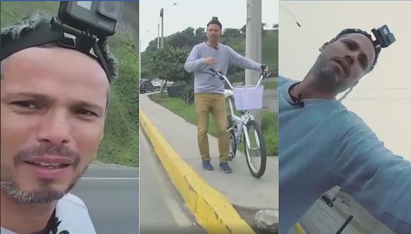 Pancho Cavero muestra sus dificultades al montar bicicleta en la Costa Verde (VIDEO)