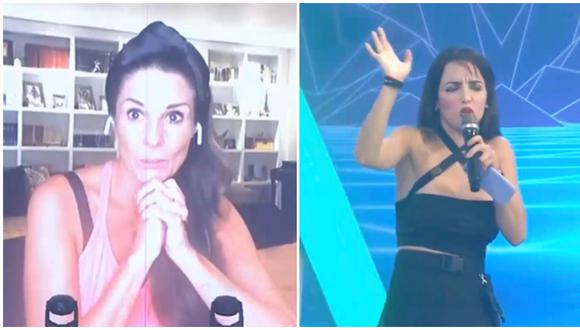 Rosángela Espinoza molesta con Rebeca Escribens tras perder frente a Luciana Fuster. (Fotos: Captura América TV)