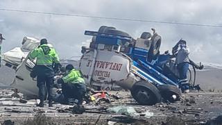 Chofer y copiloto pierden la vida en accidente de tránsito en la vía Arequipa-Puno