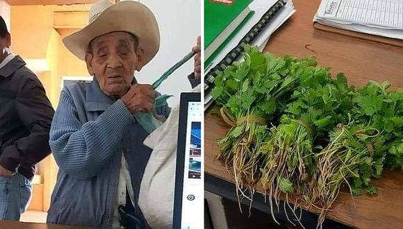 ​Anciano paga su partida de nacimiento con tres manojos de cilantro (FOTOS)