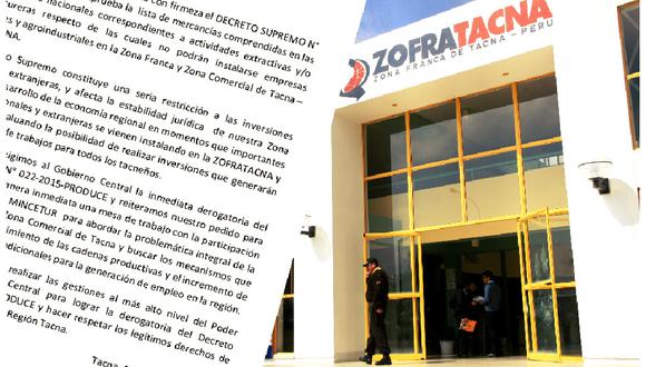 GRT: rechazan decreto supremo que limita inversiones en la Zona Franca