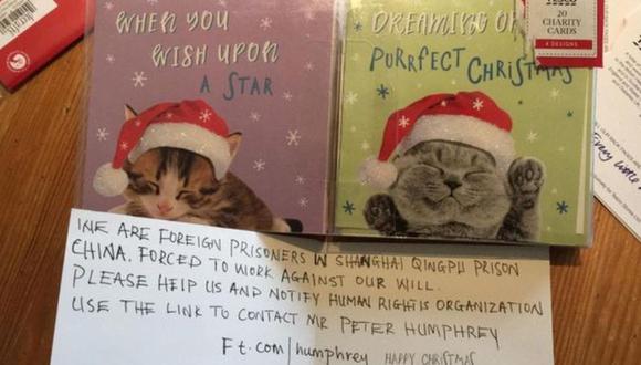 Niña descubre en una tarjeta navideña un mensaje de auxilio de un preso chino
