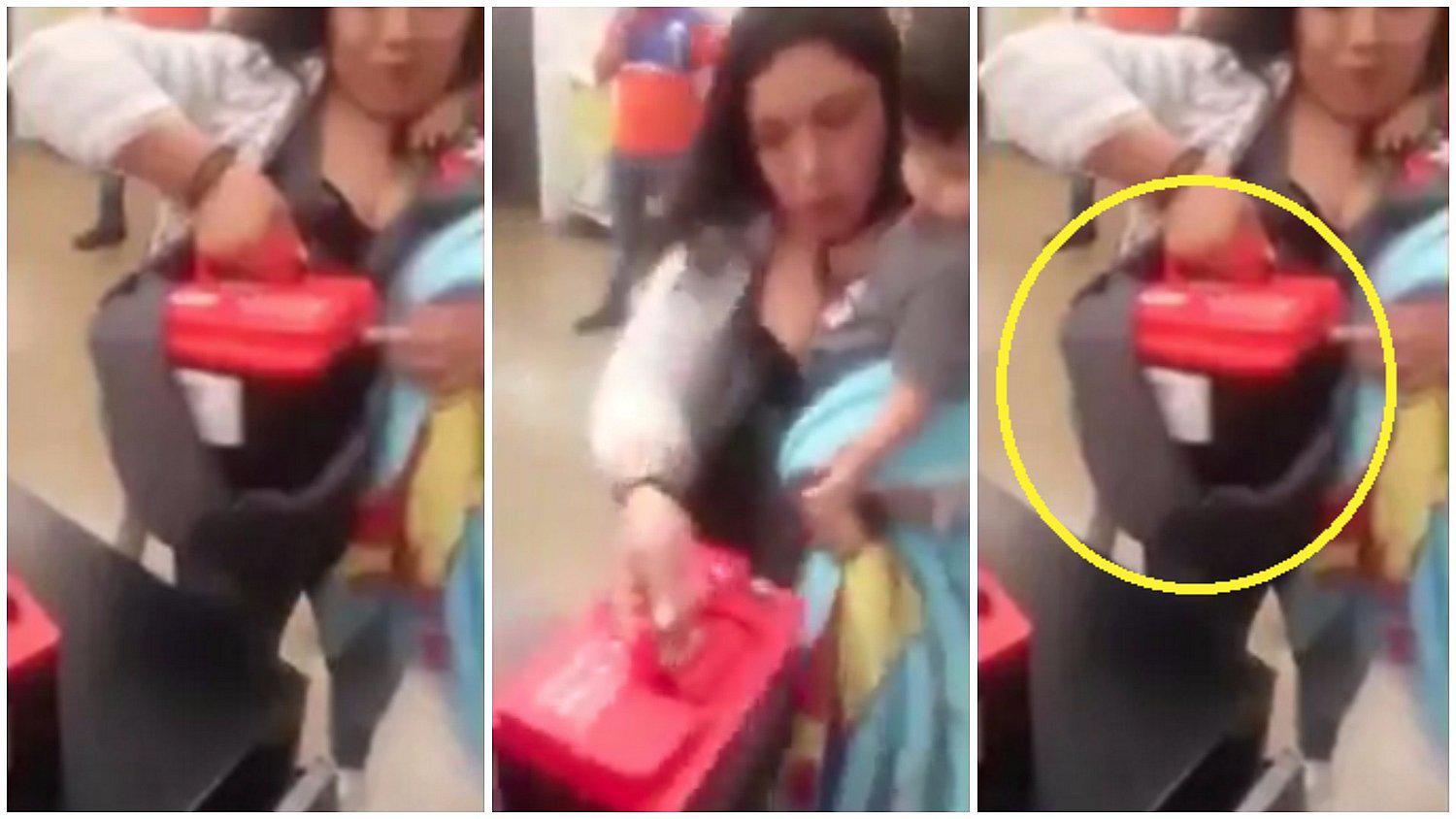 Facebook: Madre ladrona pretendía robar productos ocultándolos en la manta de su bebé (VIDEO)