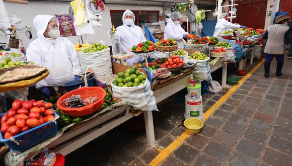 Las personas que acudan a los mercados de la ciudad del Cusco solo podrán ingresar con mascarilla y mostrando su DNI. (Foto: Municipio Provincial del Cusco)