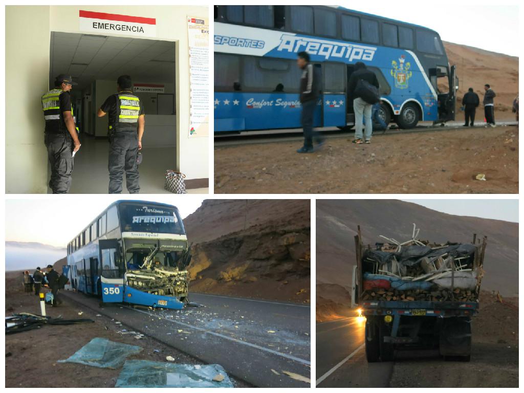 30 pasajeros salvaron de la muerte en colisión contra camión