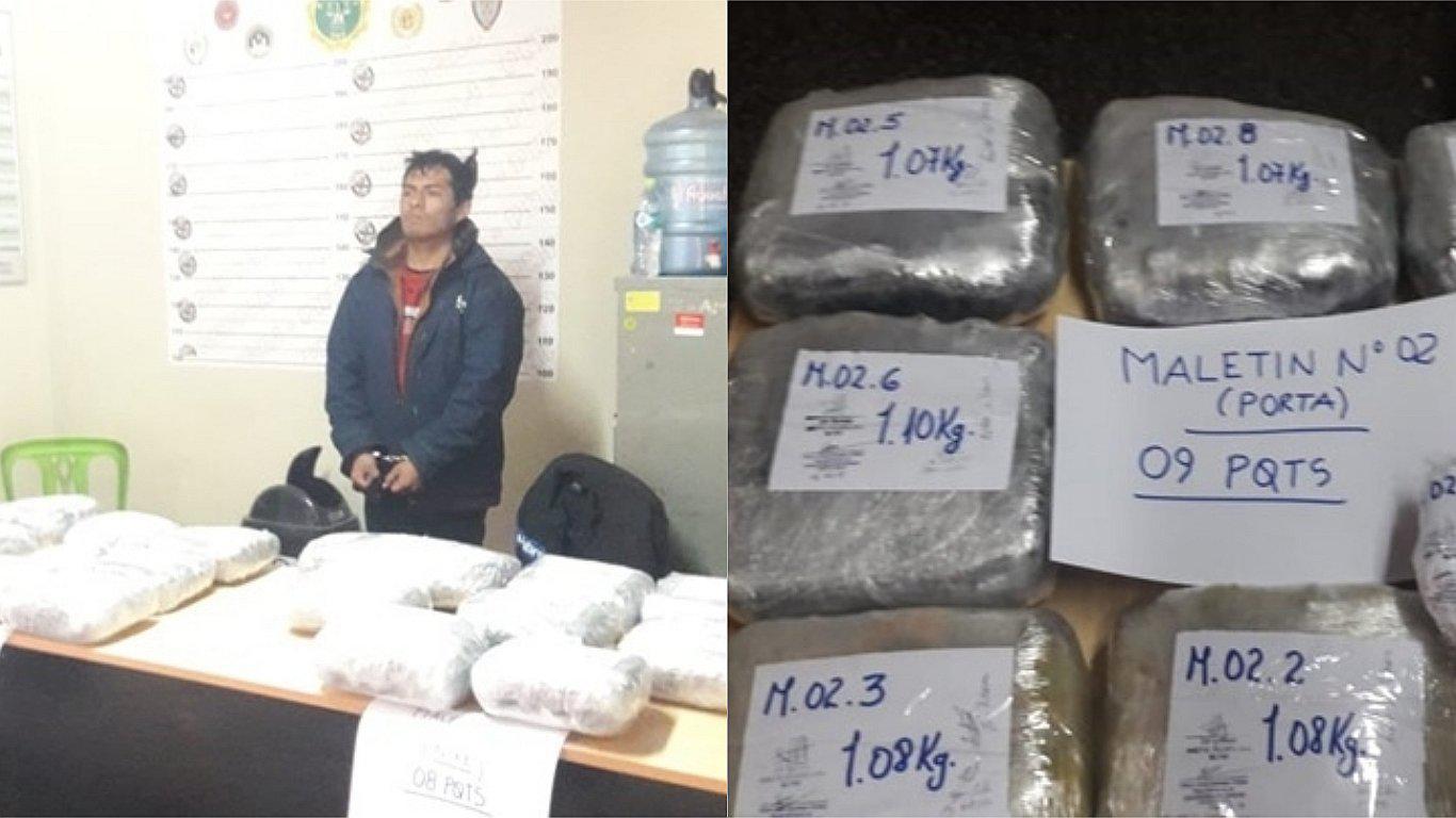 Hombre cae con maletín donde llevaba 18 kilos de marihuana