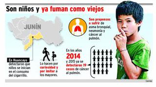 Huancayo: Niños desde los 10 años se inician en el consumo del cigarro
