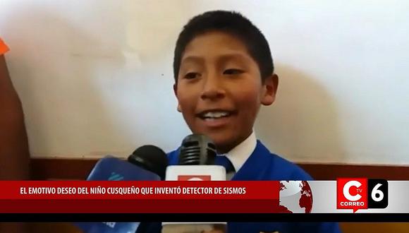 ​El emotivo deseo del niño cusqueño que inventó detector de sismos (VIDEO)